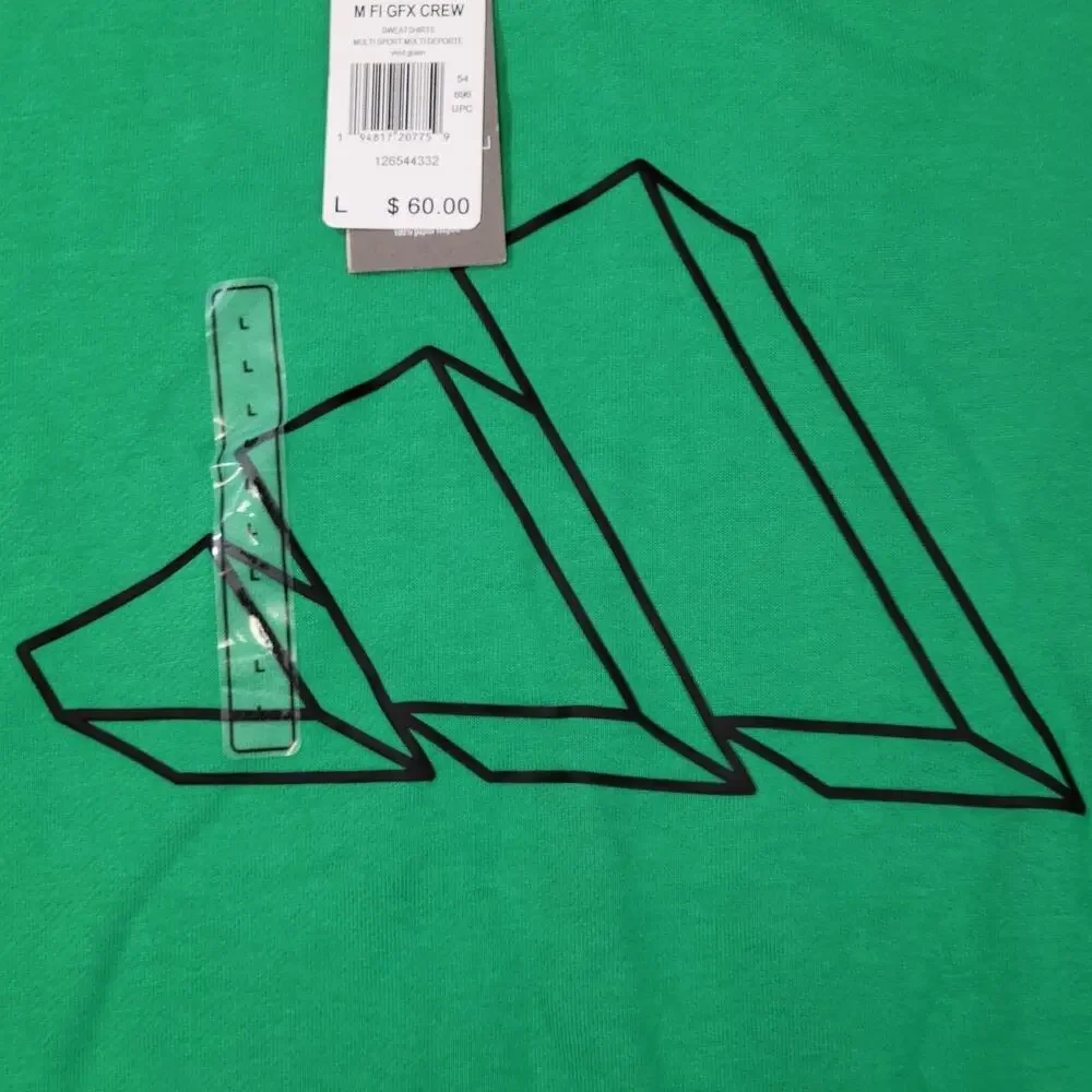 Adidas Sweatshirt Men's Large Green Fi GFX Crew Neck New